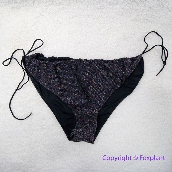 NEW‎  It’s Now Cool the gathered tie pant bikini bottom black lurex, size L - Picture 1 of 10